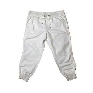 GAP XL‎ White Jogger Sweatpants Rose Embroidery Drawstring Lounge Pants